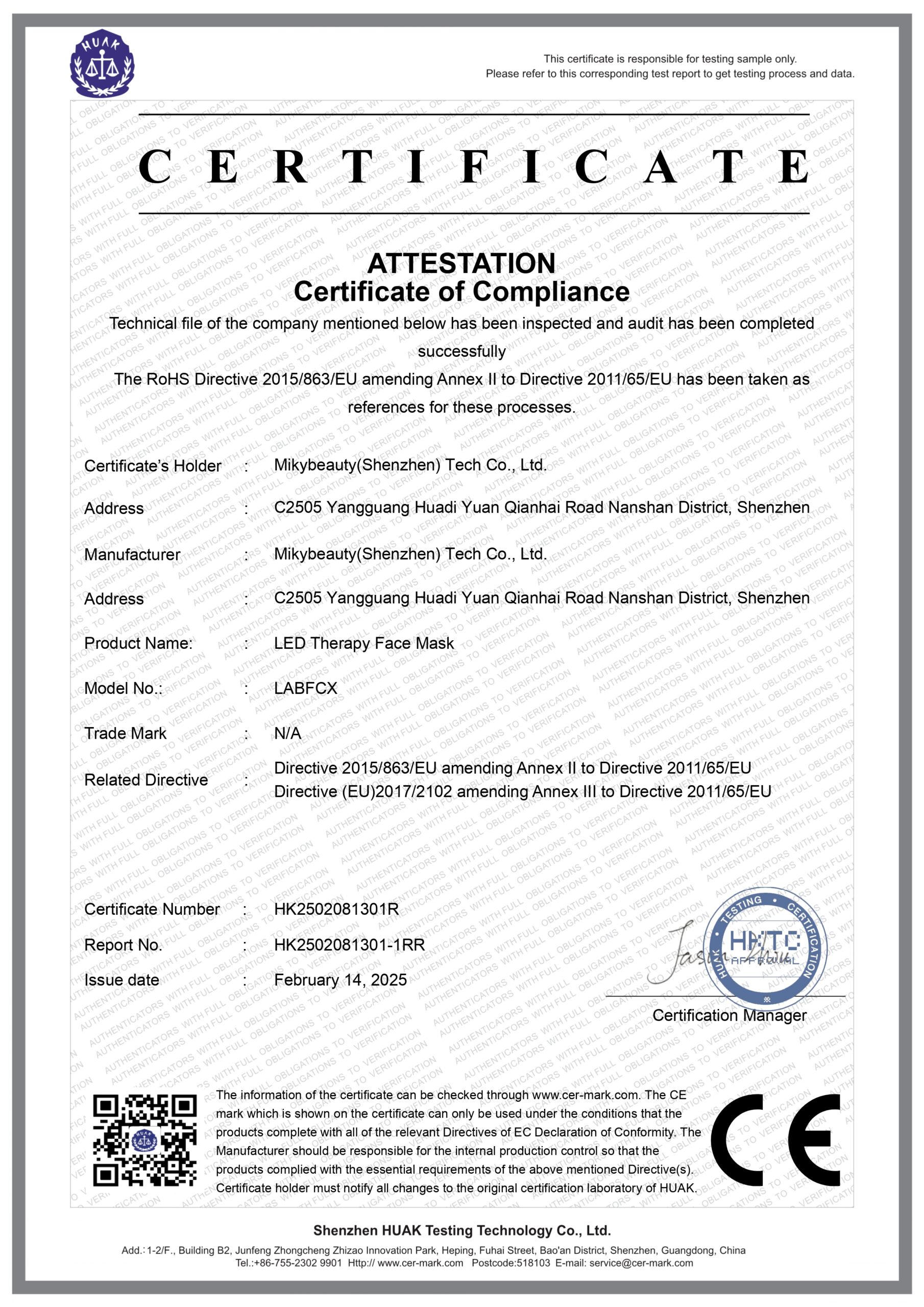 HK2502081301R LED Therapy Face Mask(labfcx)-ROHS-CE证书.Sign_page-0001